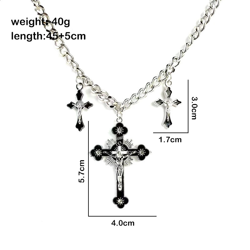 Fashion Gothic Pink Cross Necklace For Women Charm Y2K Red White Rhinestone Metal Choker Chain Trendy Unique Jewelry Gifts 250915