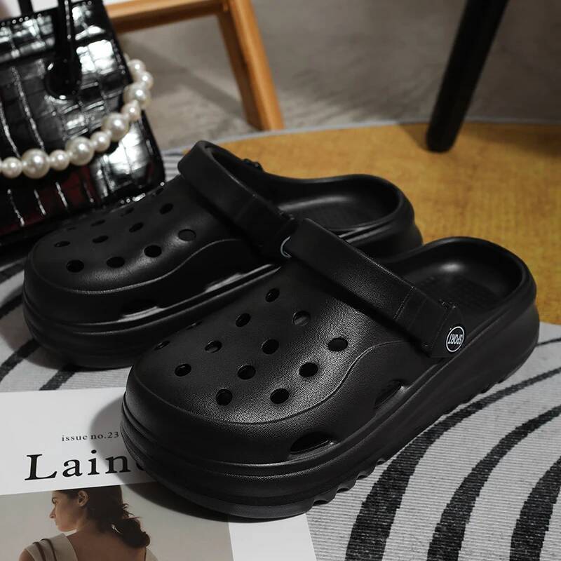 Hollow Out Closed Toe Summer Women 2024 Thick Bottom Platform Sandals Woman Solid Color Non-slip Soft Sole Beach Shoes ddmypanda