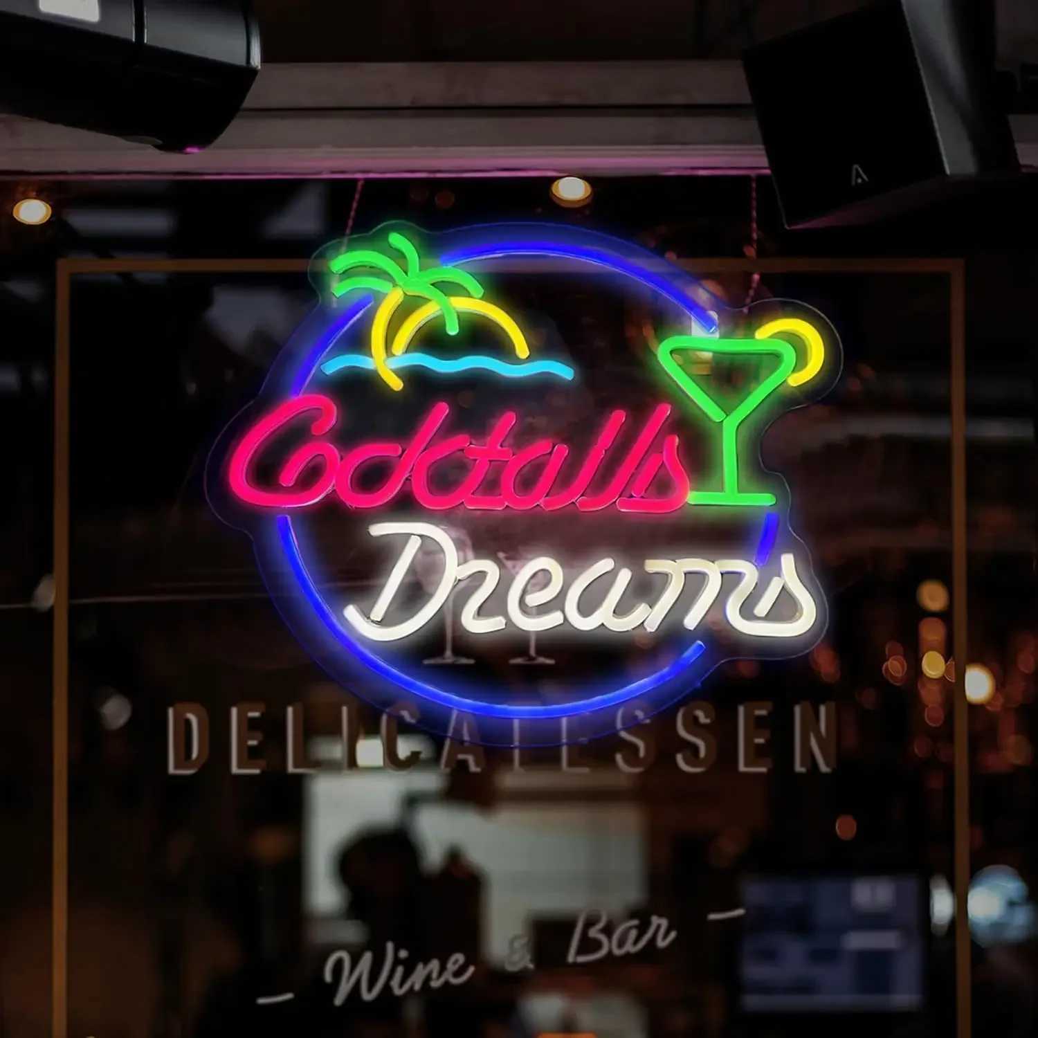 Cocktails Dreams Neon Sign Game LED Neon Light Sign for Man Cave Bedroom Game Room Christmas Gift Night Light Home decor Y250916