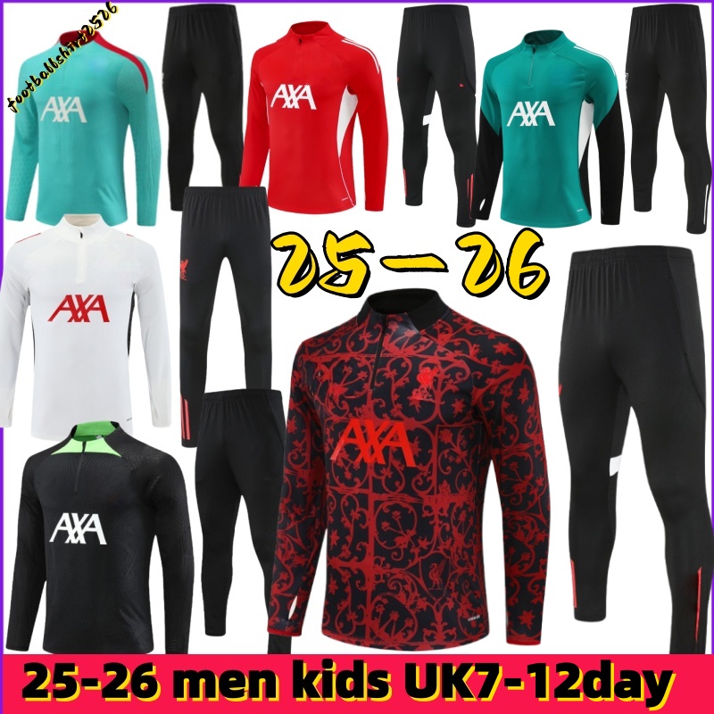 2025 26 LFC tracksuits Long sleeved half pulled Football Training Suit MEN Kids kit 25 26 MAC ALLISTERMAC DIOGO JOTA SZOBOSZLAI Sportswear Survatment Chanda