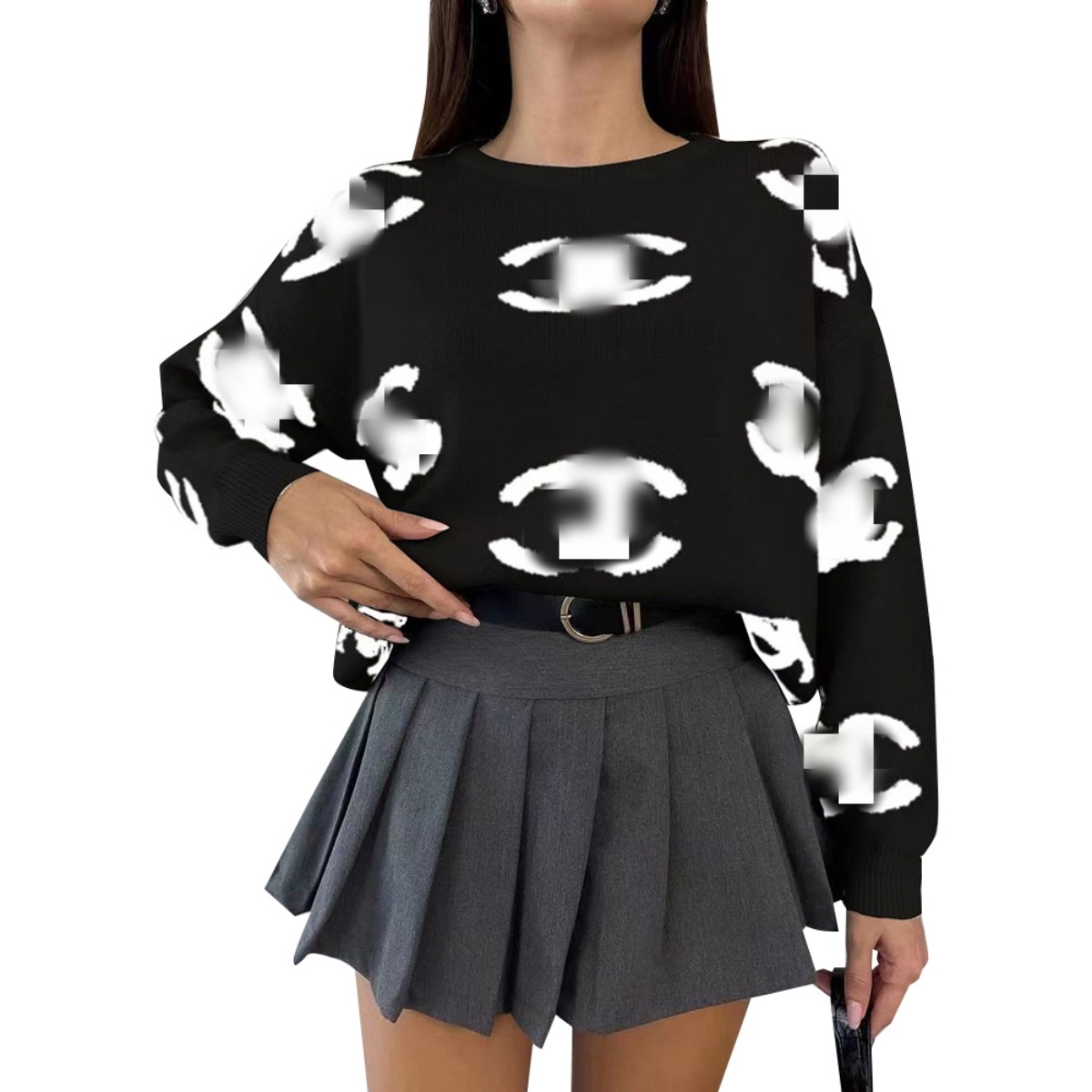 Classic Woolen Sweaters Women Casual Crew Neck Long Sleeve Sweater Pullover Tops Free Ship