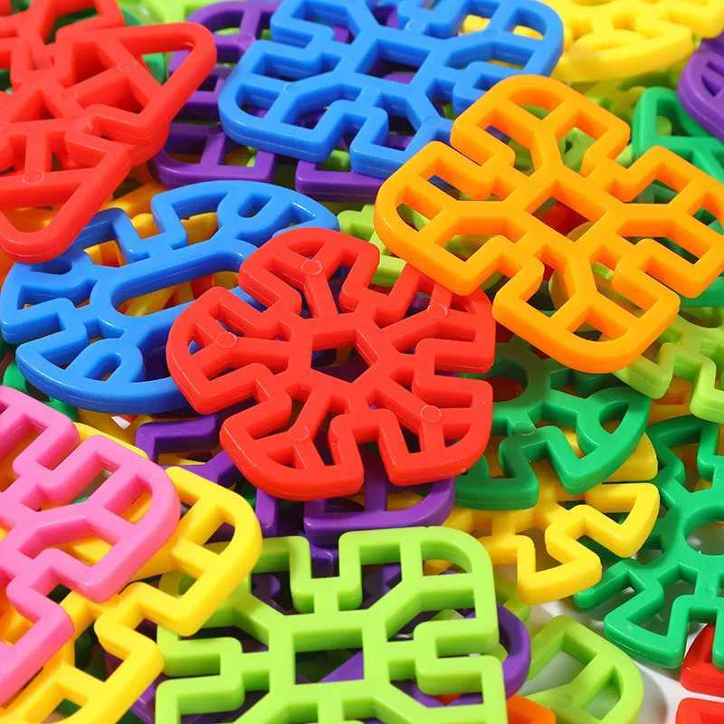 60PCS Geometric Snowflake Plastic Building Blocks Creative STEM Interlocking Toys For Kids Kindergarten Classroom Supplies C250916