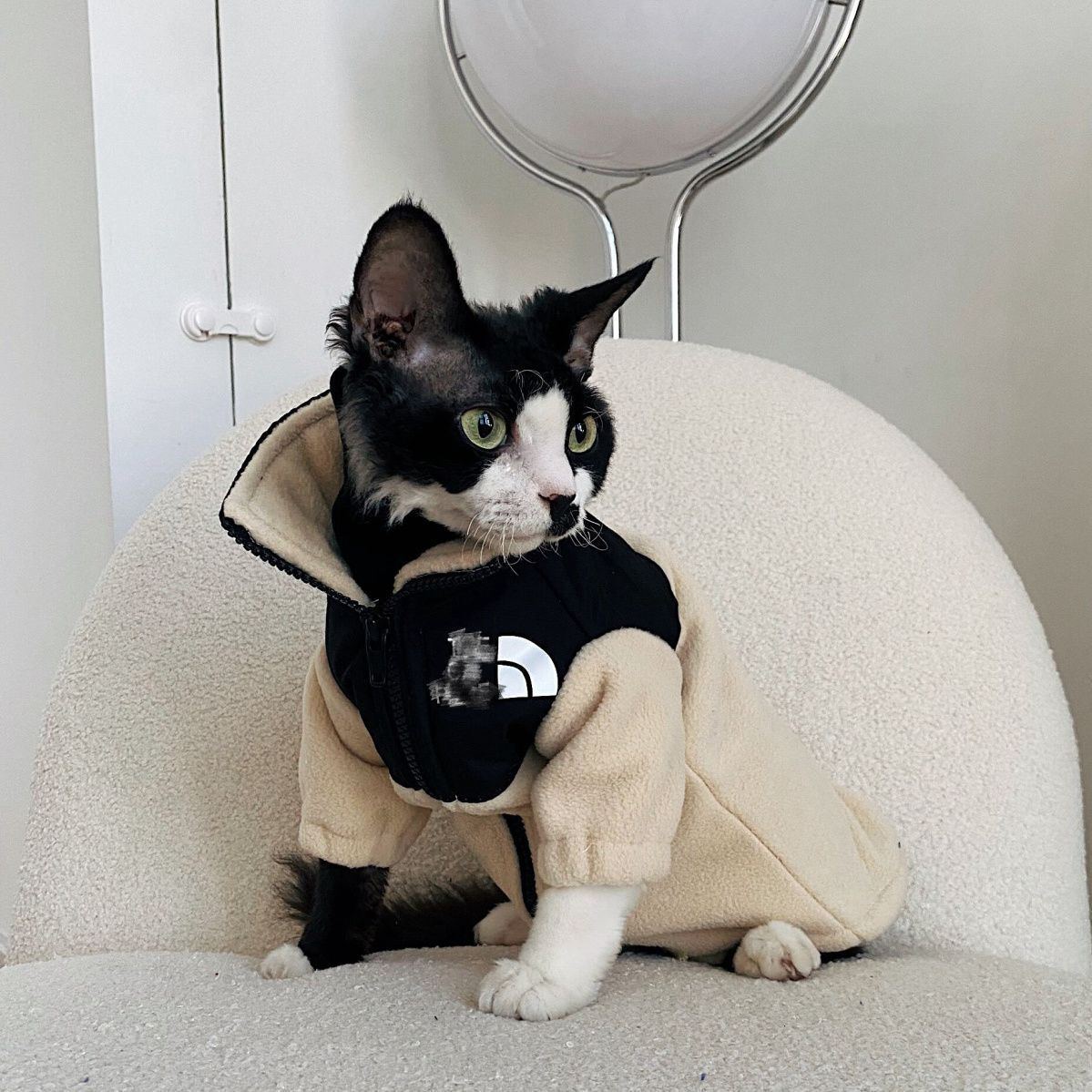 Sphynx Devon Rex Hairless Cat Trendy Winter Fleece Warm Sweatshirt Coat Pet Dog Clothes