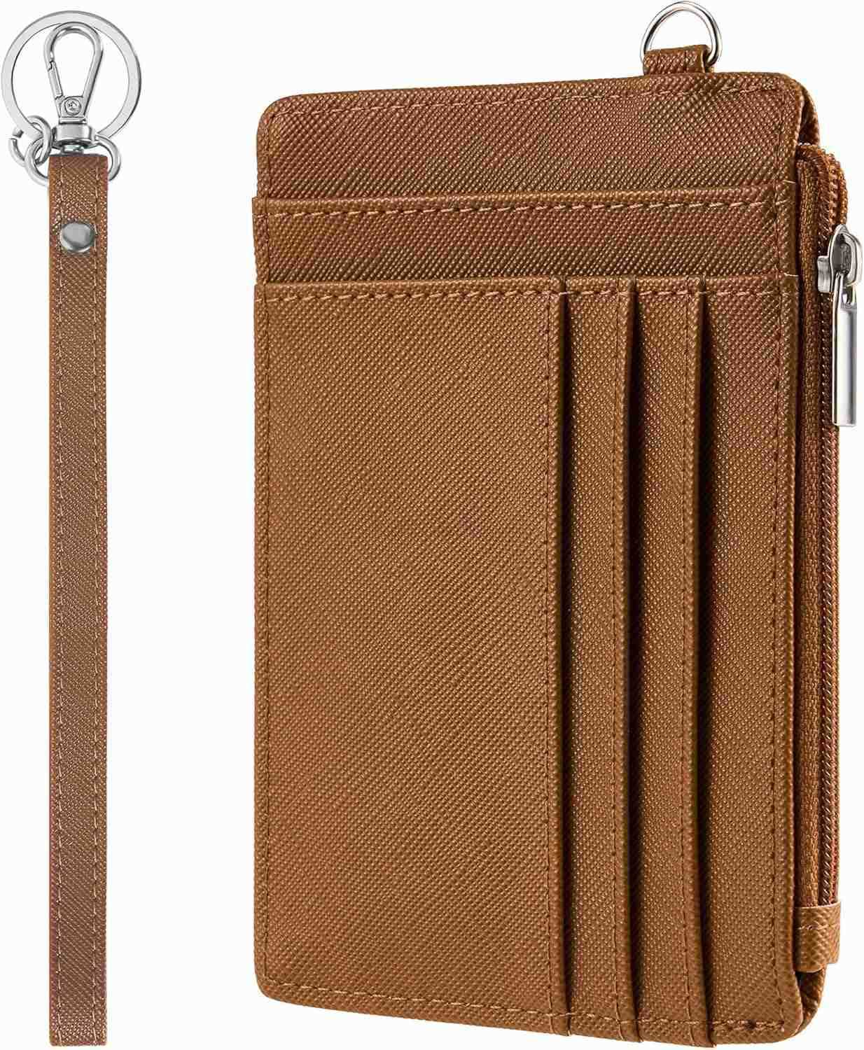 Small Wallet for Women Slim Wristlet Keychain Wallets RFID CARD Holder With Zipper Pocket ID Window Rainbow Pink Z250916