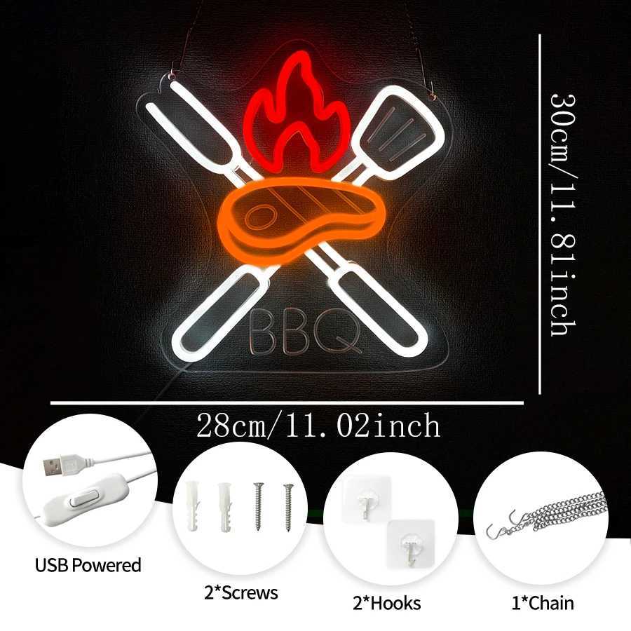 BBQ Neon Sign For Wall DecorLed Neon Light For Party DecorBarbecue Restaurant Home PartyStoreHolidays PartyMan Cave Y250916