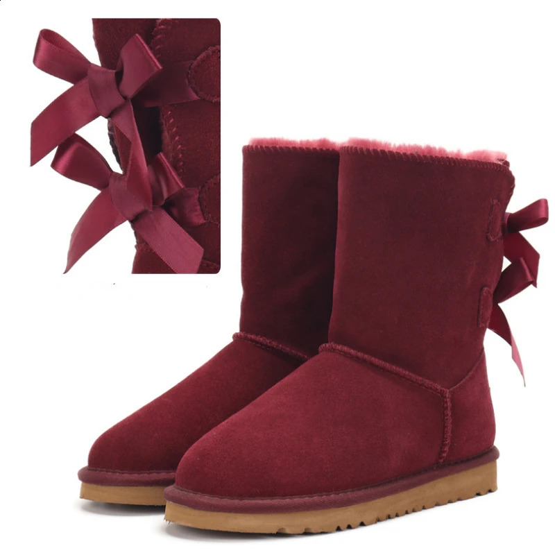 Black Midbarrel Snow Boots two Bowtie Womens Boots Thick Warm Winter Boots Large Size 3445 Womens Cotton Shoes 250916