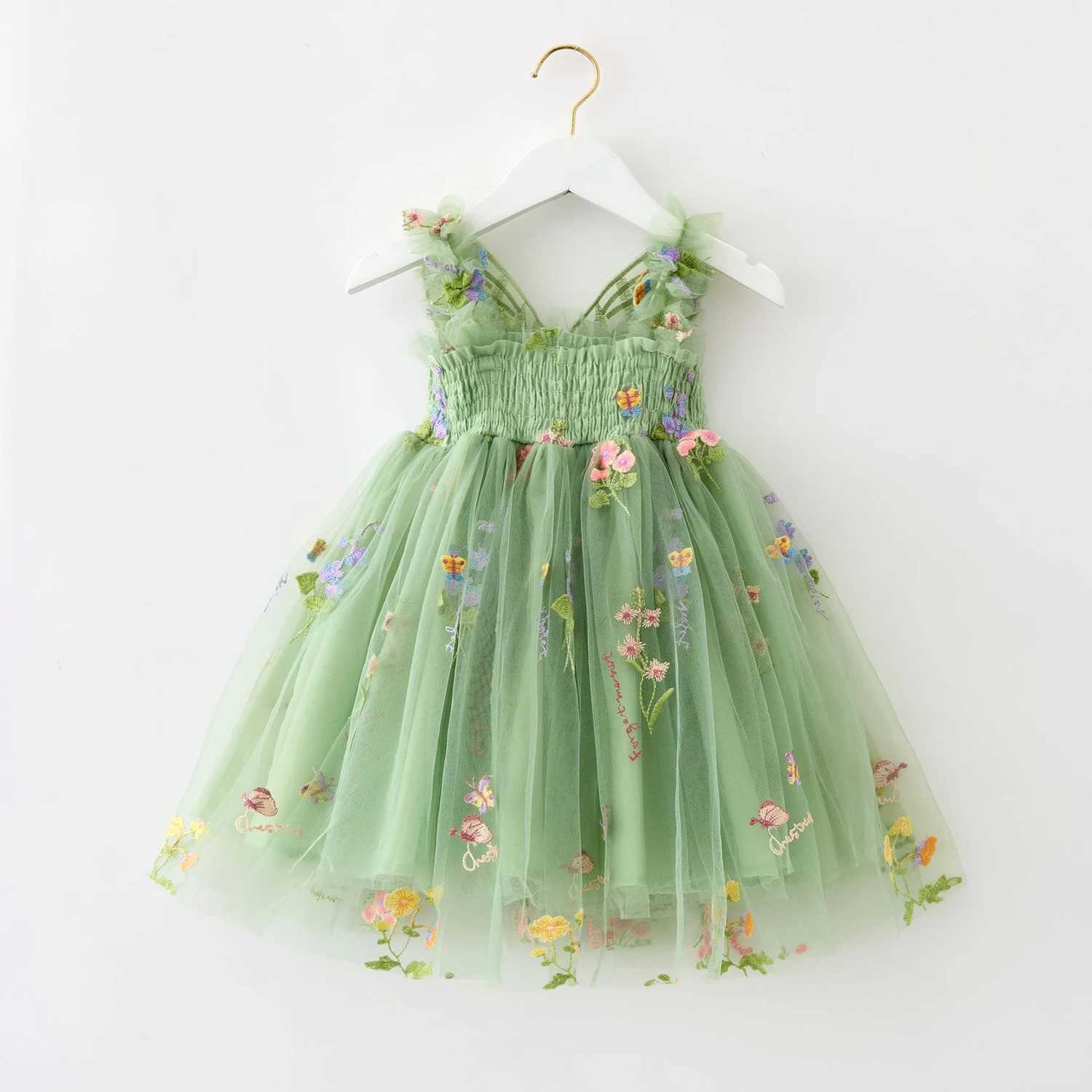 Baby Girls Flower Butterfly Embroidery Sleeveless Princess Dress Toddler Kids Birthday Baptism Clothes Summer Girls Dress 15Yrs C250916