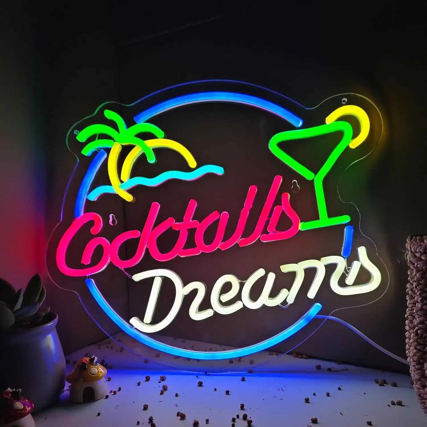 Cocktails Dreams Neon Sign Game LED Neon Light Sign for Man Cave Bedroom Game Room Christmas Gift Night Light Home decor Y250916