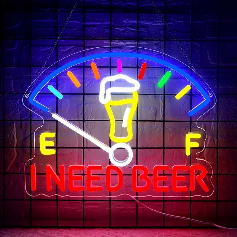 I Need Beer Neon Sign for Wall Decor Beer LED Light Bar Neon Light for Man Cave Bar Party Restaurant Christmas Birthday Gift Y250916