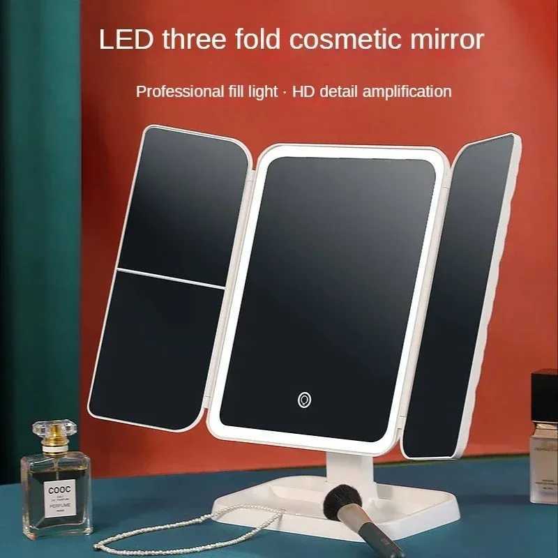 LED Lighted Vanity Mirror Makeup Mirror Lamp3 Color Lighting ModesTouch Screen 3X Magnification Adjustable Brightness C250916