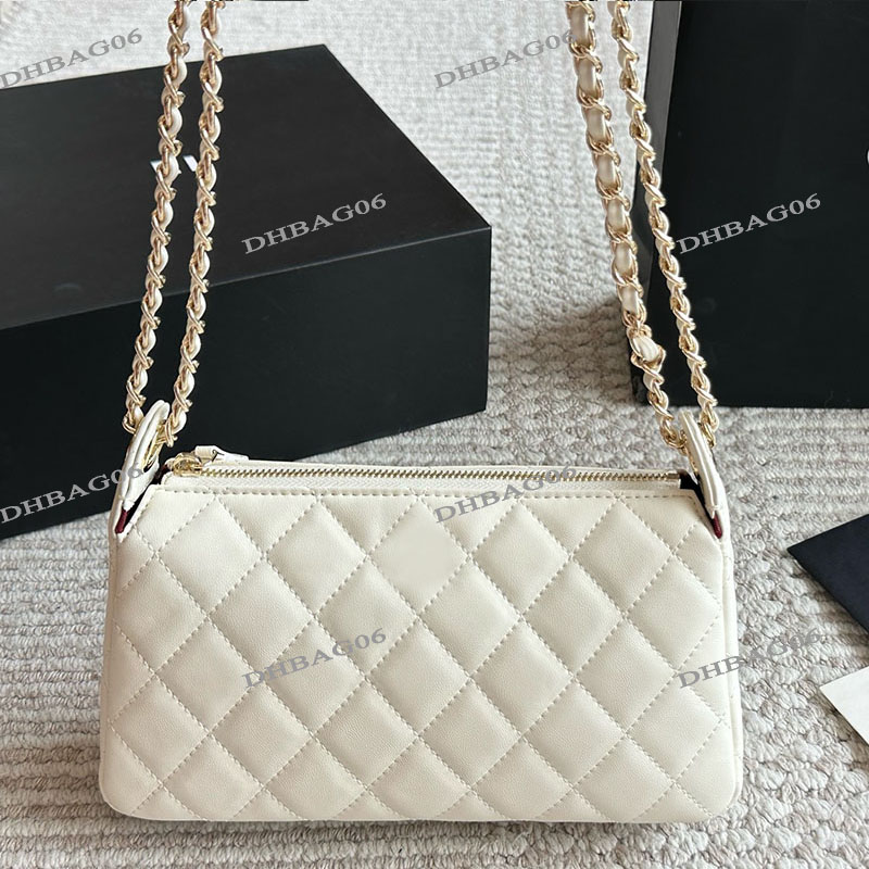 25S Ladies Designer Shoulder Mahjong Bag Lambskin Caviar Leather Golden Letters Hardware Matelasse Chain Diamond Lattice Crossbody Phone Card Purse 22x12cm