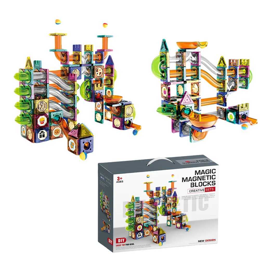 Educational Colorful Magnetic Sheet for Kids with Slide Ball Building Blocks Pipe Magnet Splicing Track Puzzle Toy Window C250916