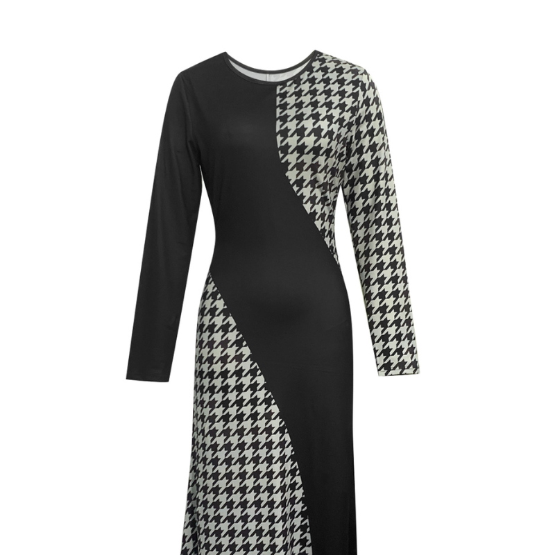 Sophisticated Plus Size Woman's Full Length Coat-Dress Featuring Timeless Checkered Design CF53926