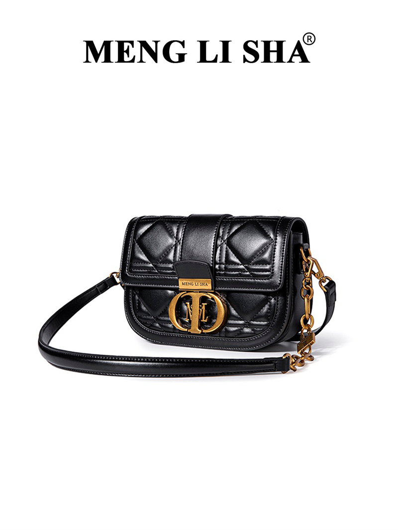 MENG LI SHA designer bag Light luxury high quality vintage New Casual Handbag Trendy Commuter Versatile Saddle Bag