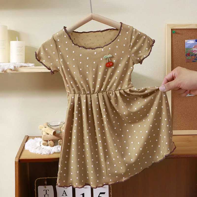 1pcs Summer Girls Ice Silk Dress Baby Infant Short Sleeved Round Dot Skirt Kids Cute Princess Clothes Children Fashion Dress C250916
