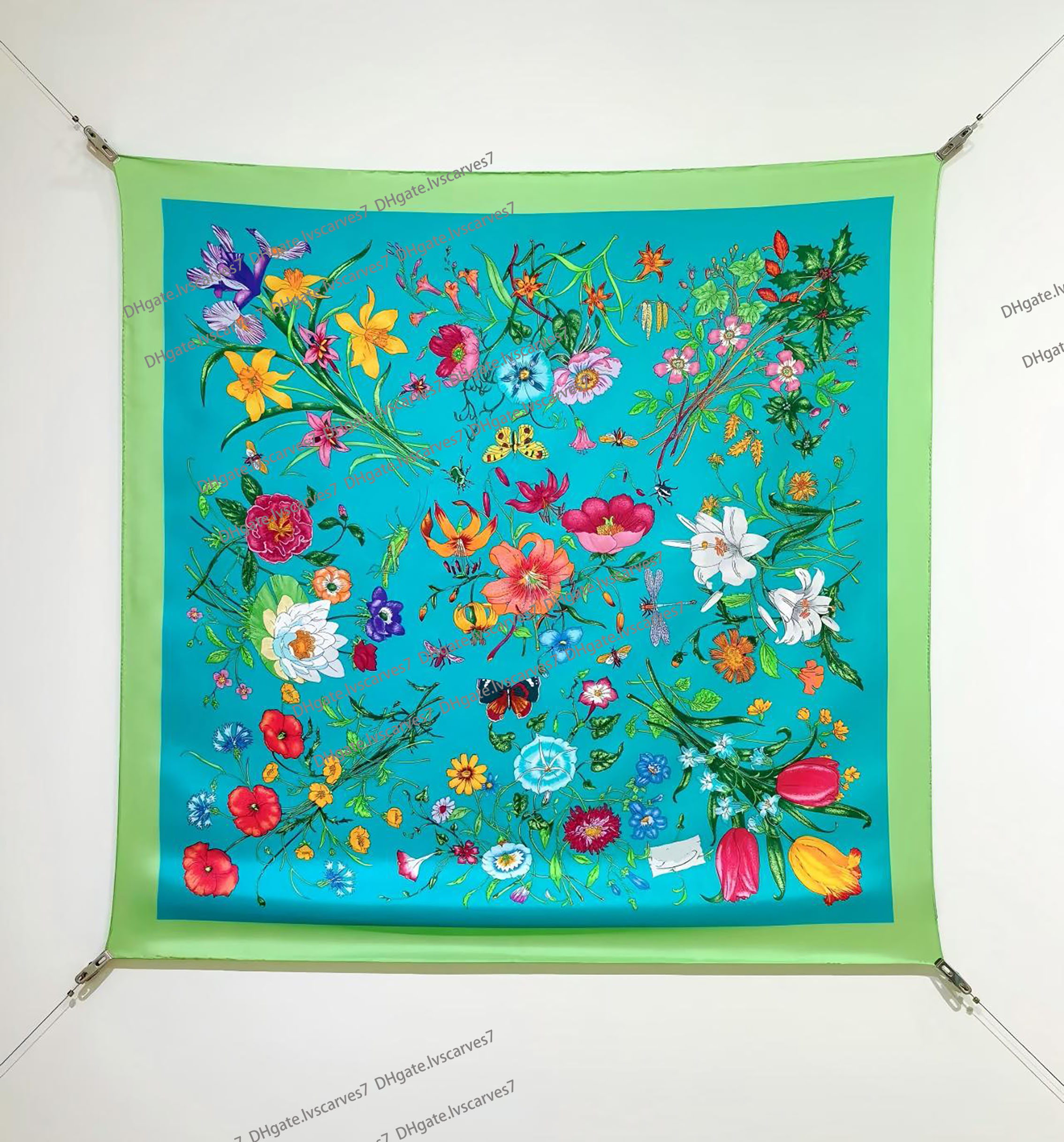 90cm Square Scarf G Brand High quality Designer Scarf For Women Luxury Head Scarf Versatile Scarf Womens Silk Scarf Fashionable Green Scarf