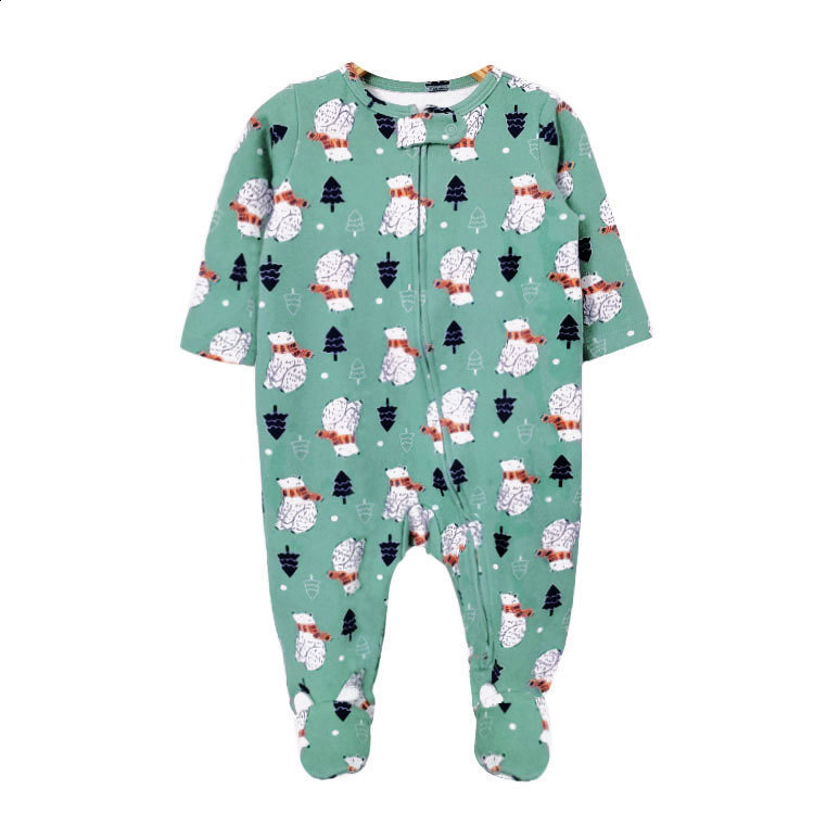 print bamboo fiber baby long sleeve. Baby pajamas two-way zipper 0-2 years romper. 250108
