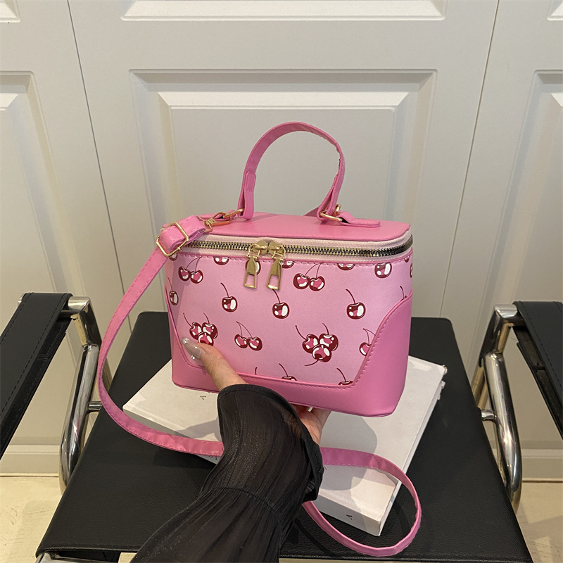 Fashion cherry blossom print large capacity travel new box design shaped handbag women s shoulder bag travel women s crossbody bag autumn new designer