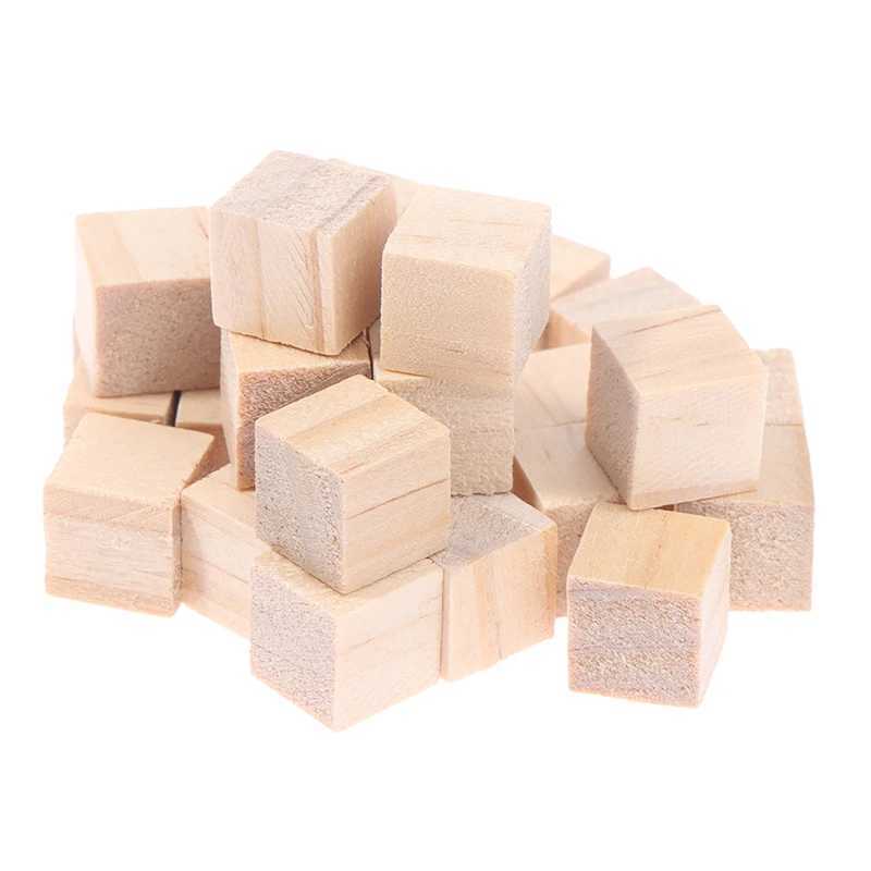 100Pcs Unfinished Blank Mini DIY Wooden Square Blocks 1cm Wood Solid Cubes for Woodwork Craft Kids Toy Puzzle Making Material C250916