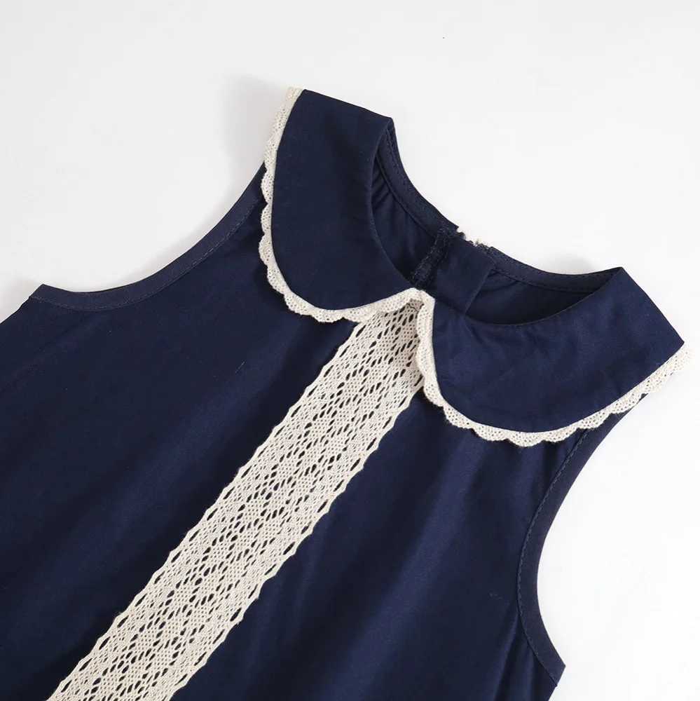 Childrens Lace Patchwork Dress Summer 2025 New Girls Retro Style Lace Sleeveless Vest Skirt C250916