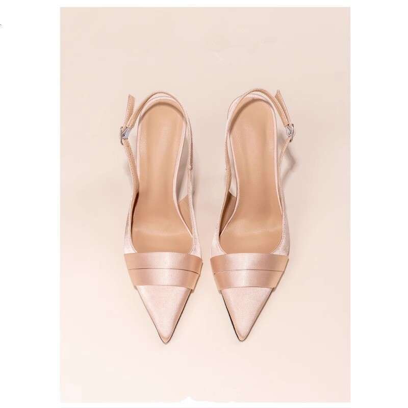Pointed Toe Sandals Designer Shoe for Women 2025 Summer New High Heels Thin Heel French Style Elegant Single Shoes Nude Color