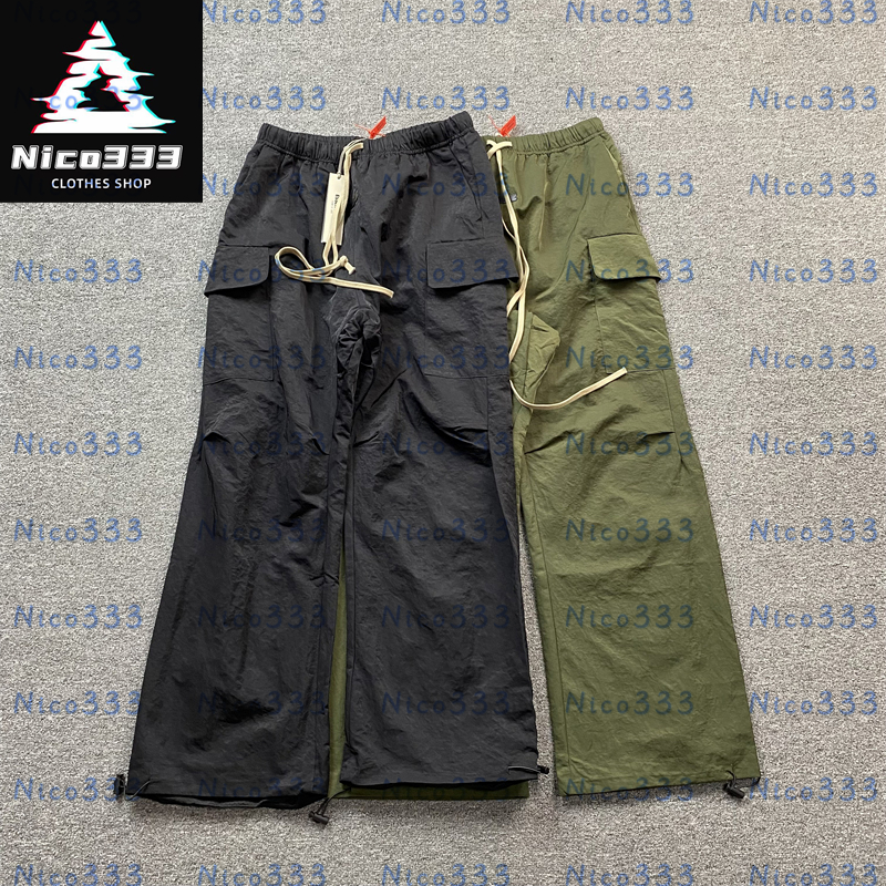 FOG Multi pocket black and green letters drawstring straight work loose hundred street men and women casual pants