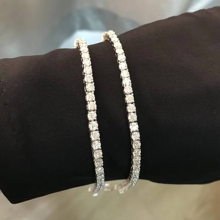 10K 14K Gold and Silver Tennis Chain with Diamond Moissanite 3mm Wide for Fine Jewelry HPHT Lab Grown Bracelets Necklaces
