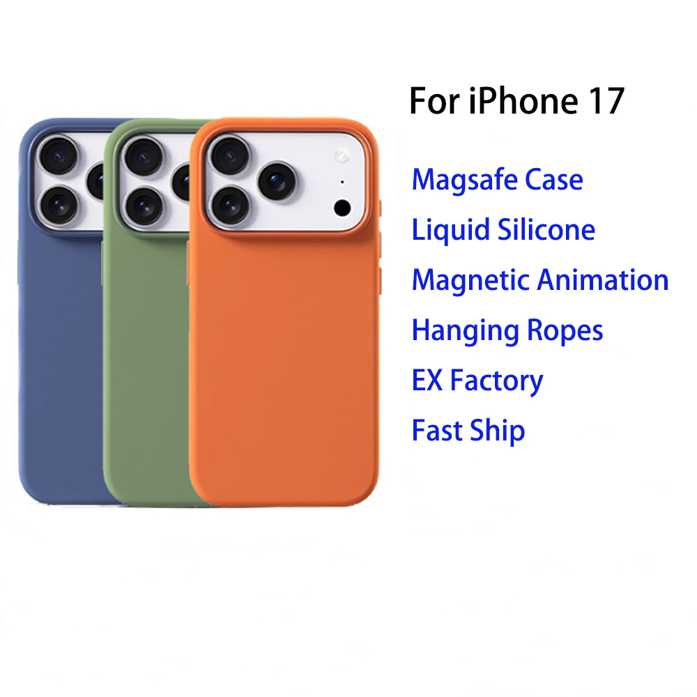 Liquid silicone Magsafe phone case For iPhone 17 17Air 17Pro 17ProMax camera button hollow all inclusive phone protective Back Cover With Box
