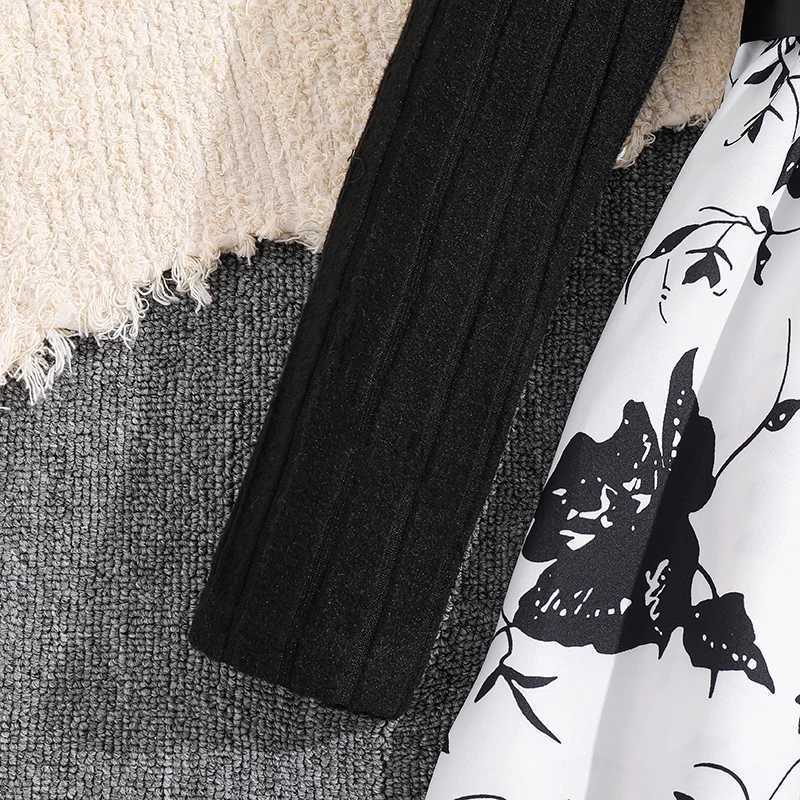 Childrens Spring Autumn Dress For 812 Years Girls Black LongSleeved Printed Dress Elegant Causal Style Birthday Party Clothes C250916