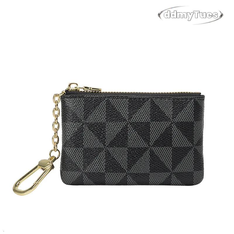 Bestseller Coin Key Storage Bag with Chain Women Mini Coin Purse Luxury Designer Plaid Leather Small Zipper Wallet Ladies Keychain Trendy ddmytues
