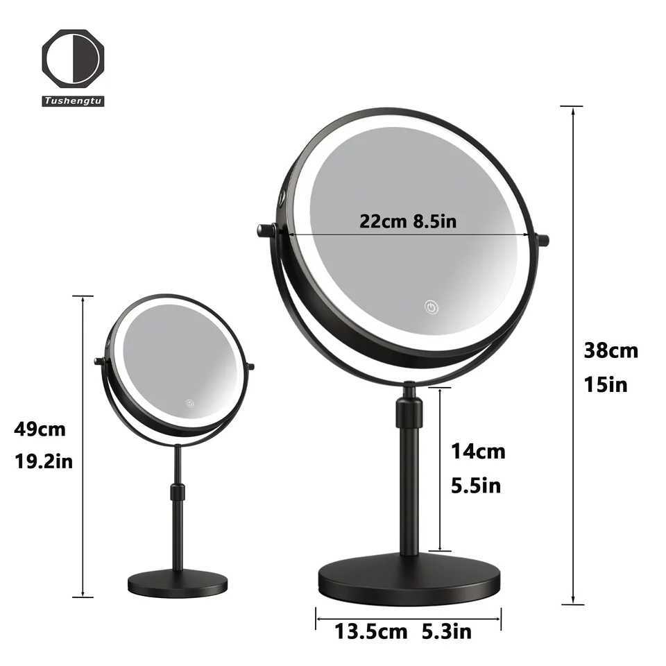 85 Inch Makeup Mirror With Light Lamp 10X Magnification 3 Color LightsAdjustable Brightness Height Standing Cosmetic Mirror C250916