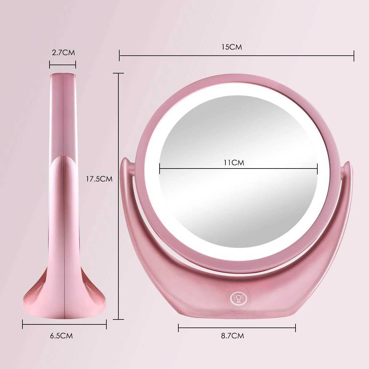 Lighted Makeup Mirror Rechargeable Double Sided Magnifying Mirror 1x5x 360 Rotation Touch Screen Vanity Adjustable Cosmetic C250916