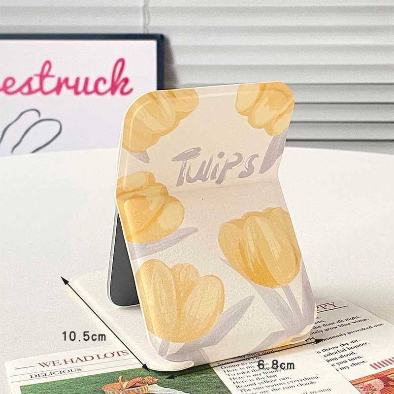 Desktop Makeup Mirror Solid Color PU Leather Simple Portable Handheld Makeup Mirror Foldable Student Compact Cute Pocket Mirror C250916