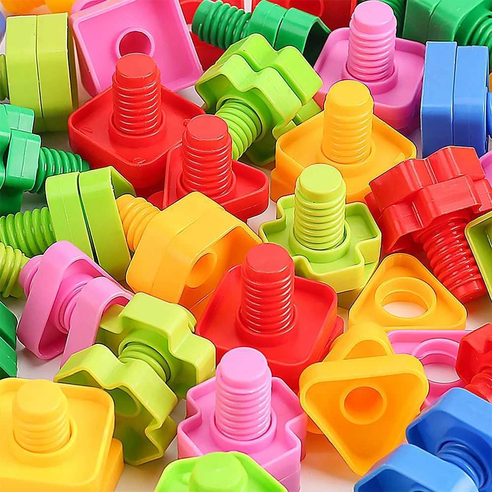 1020pcs Set Screwing Building Blocks Creative Mosaic Puzzle Toys for Children Plastic Insert Nut Shape Boys Educational Toy C250916