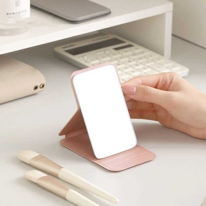 1pc Mini Folding Makeup Mirror Highquality Portable Pocket Makeup Mirror Singleside Creative Women Solid Color Handle Desk C250916