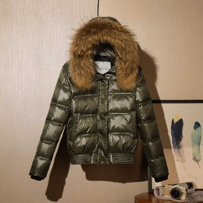 2024 Down and Cotton Women's Short Sleeve Korean Style New Fashion Warmth Winter Coat with Exposed Large Fur Collar for Students