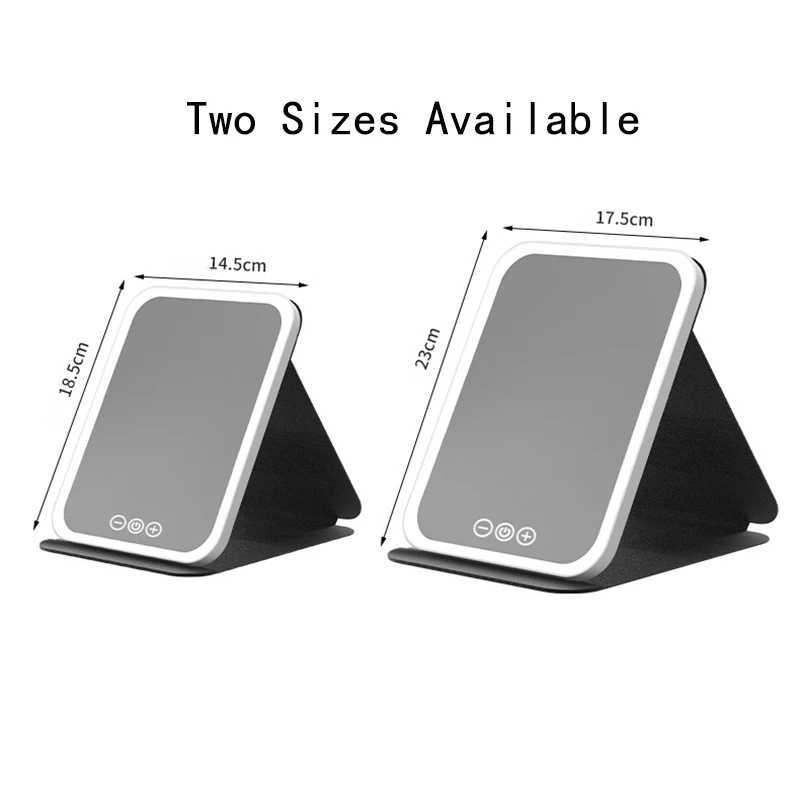 Foldable HD Makeup Mirror Intelligent Touch Control Adjustable Three Color Light LED Cosmetic Mirror Typec Charging Two Size C250916