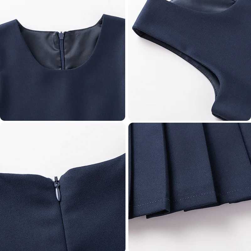 Preppy Young Girls Blazer Dress For Child School Occasion Costumes Elegant Girls Suit Formal Pleated Dress 4 5 6 8 9 10 11 12 14 C250916