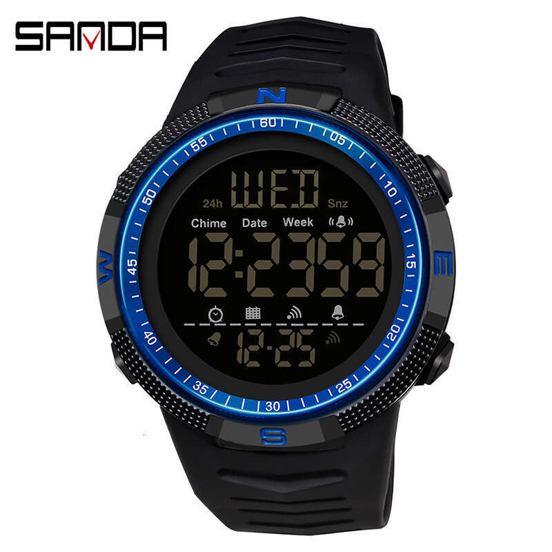 DHgargets Sanda 6014 Electronic Men's Single Display Fashion Trendy Middle School Student Wristwatch Luminous Waterproof Watch
