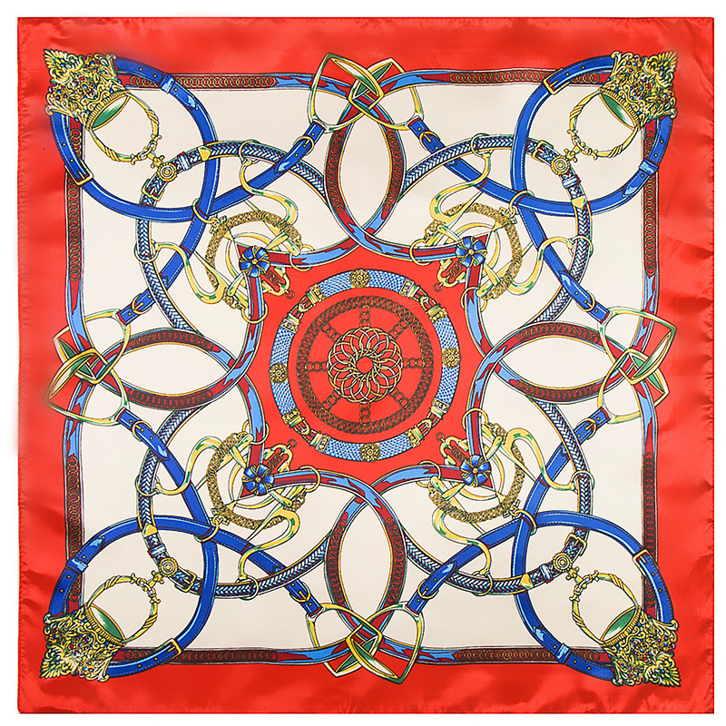 Maitong 60cm*60cm Spring New Belt Chain Women's Imitation Silk Small Square Neck Scarf