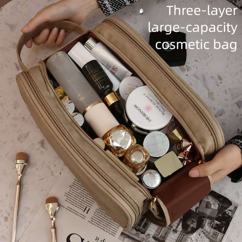 Large Capacity Makeup Bag Multi Compartment Travel Beauty Bag Multi functional Portable Storage Bag Ideal for Makeup Enthusiasts and Travel Storage L2