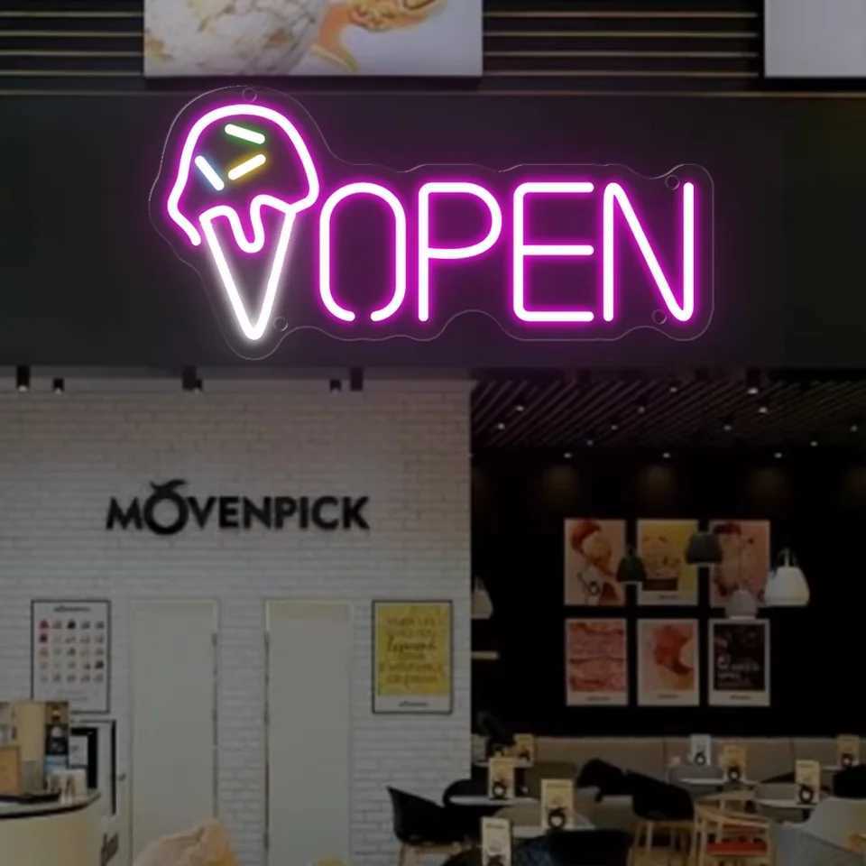 Dessert Food LED Neon Sign Lights Coffee Ice Cream Cocktail Tacos Lamps For Fast Food Restaurants Snack Bar Wall Decor lights Y250916