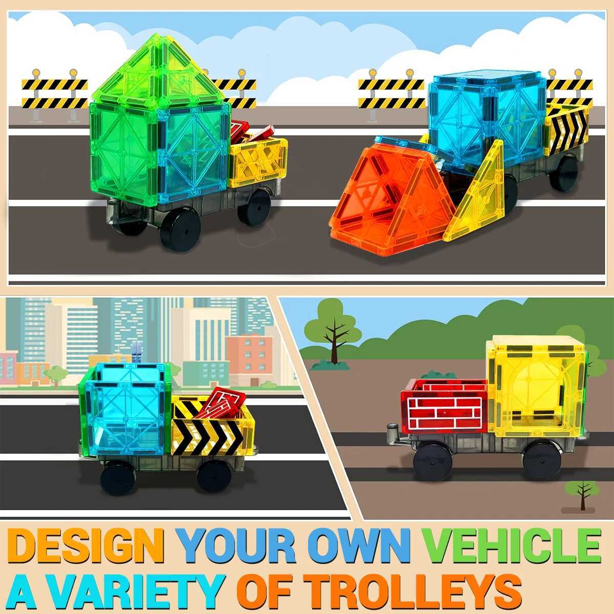 Magnetic Building Blocks set with car assembly toys Magnetic Montessori Educational Game Toys for Kids Boys Girls Gifts C250916