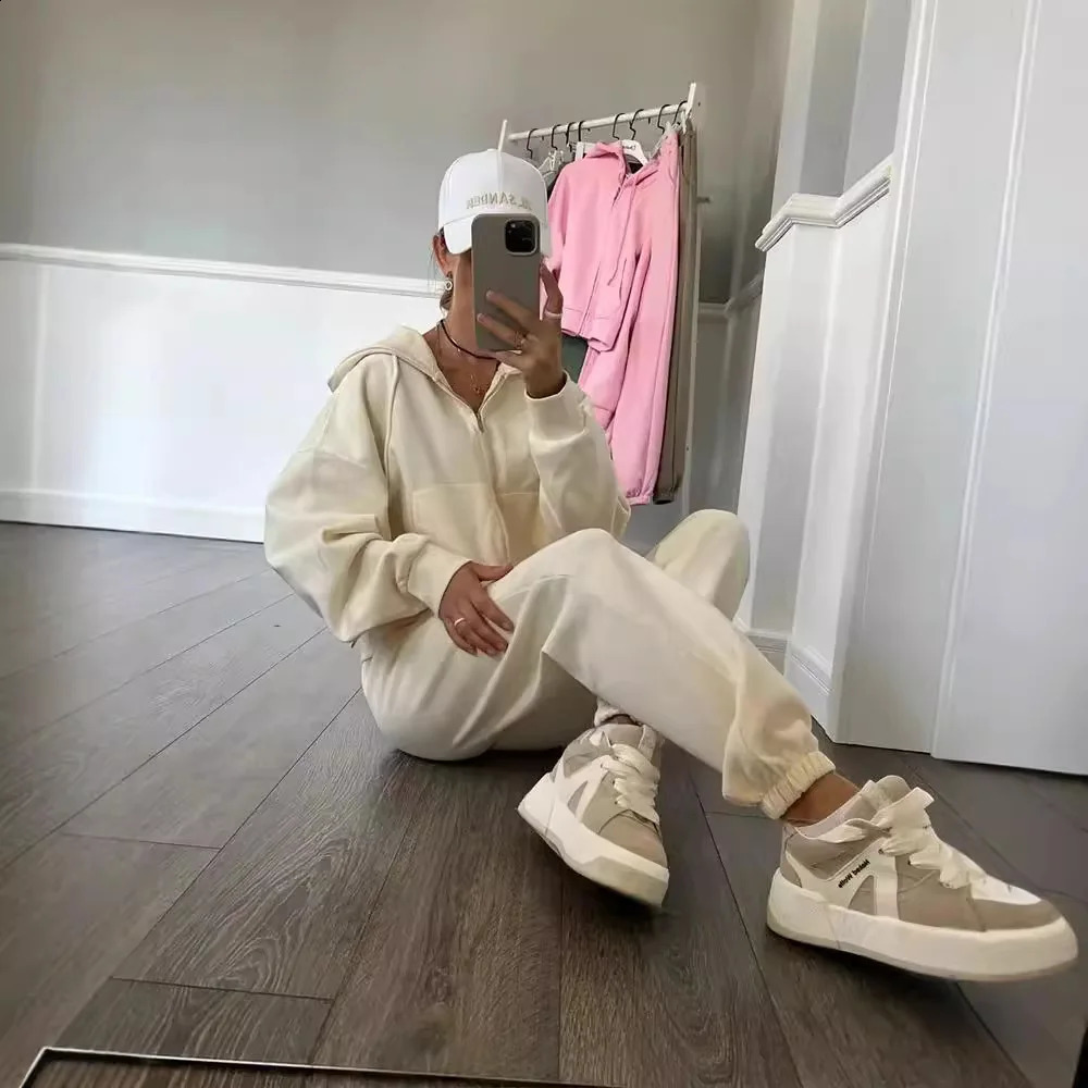 Two Piece Sets Pant Set Tracksuit Jogger Women Y2k Sweatshirts Autumn Winter Sports Elastic Waist Streetwear Pants Matching Sets 250916
