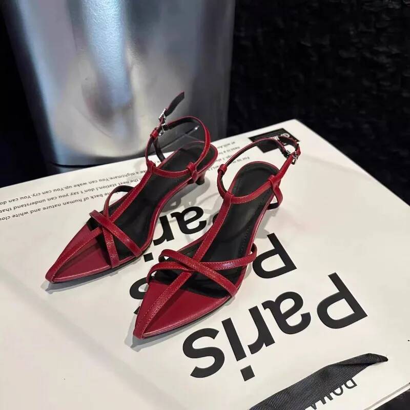 Women Sandal Summer New Fashion Narrow Band Ladies Gladiator Thin Low Heel Ankle Strap Dress Party Shoes ddmythur