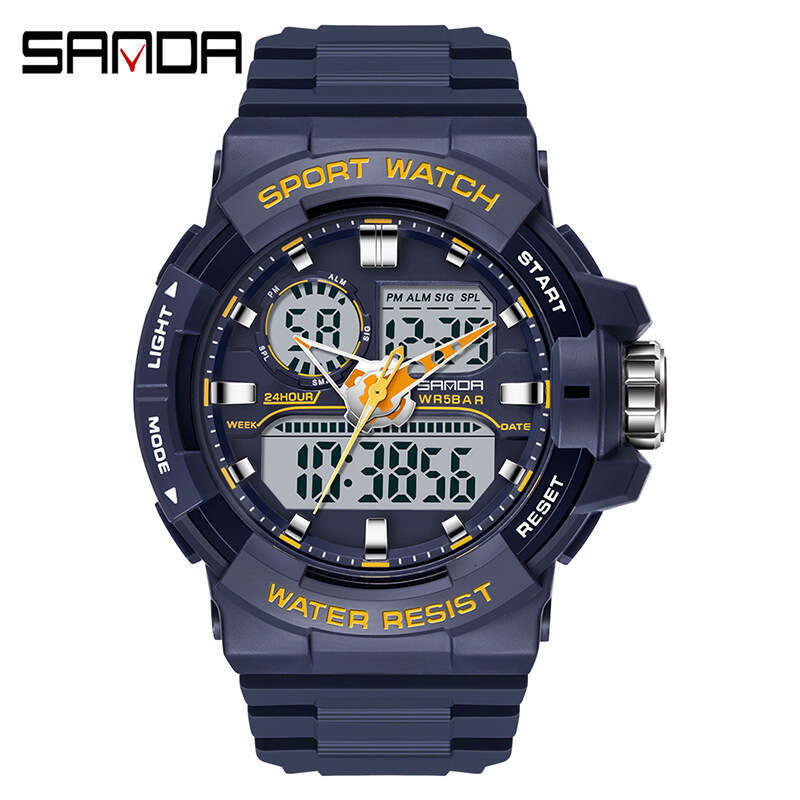 DHgargets Sanda New Style Personality Casual Men's Electronic Multi-Functional Trendy Cool Watch Outdoor Sports Waterproof Wristwatch