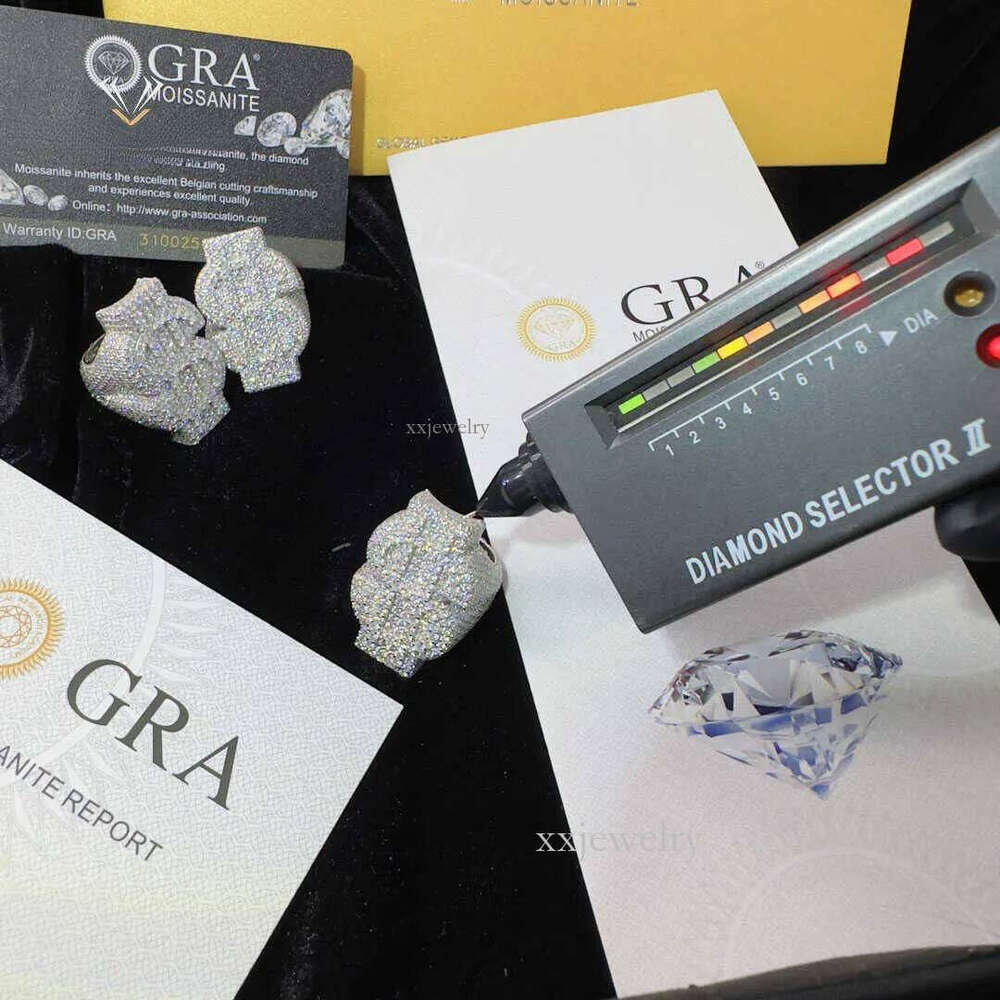 14k Yellow And White Gold Rings Dropshipping 8mm Moissanite With Side Lab Grown Dia iced out Ring