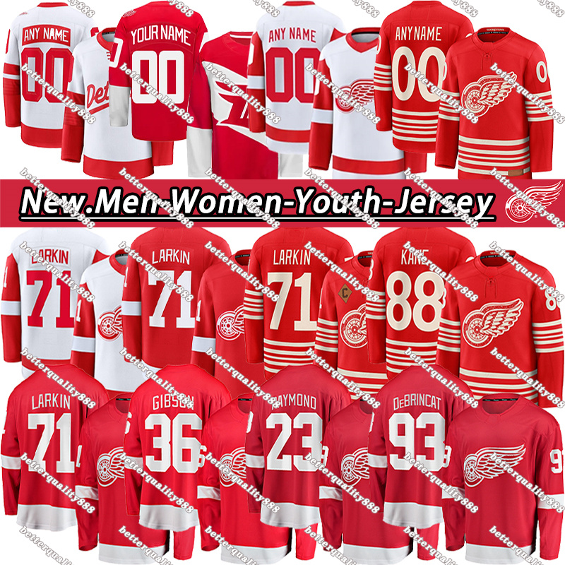#71 Dylans Larkins detroites hockey jersey red wingsS jersey #88 Patrick Kane Alex DeBrincat Moritz Seider Simon Edvinsson Yzerman John Gibson Raymond jersey