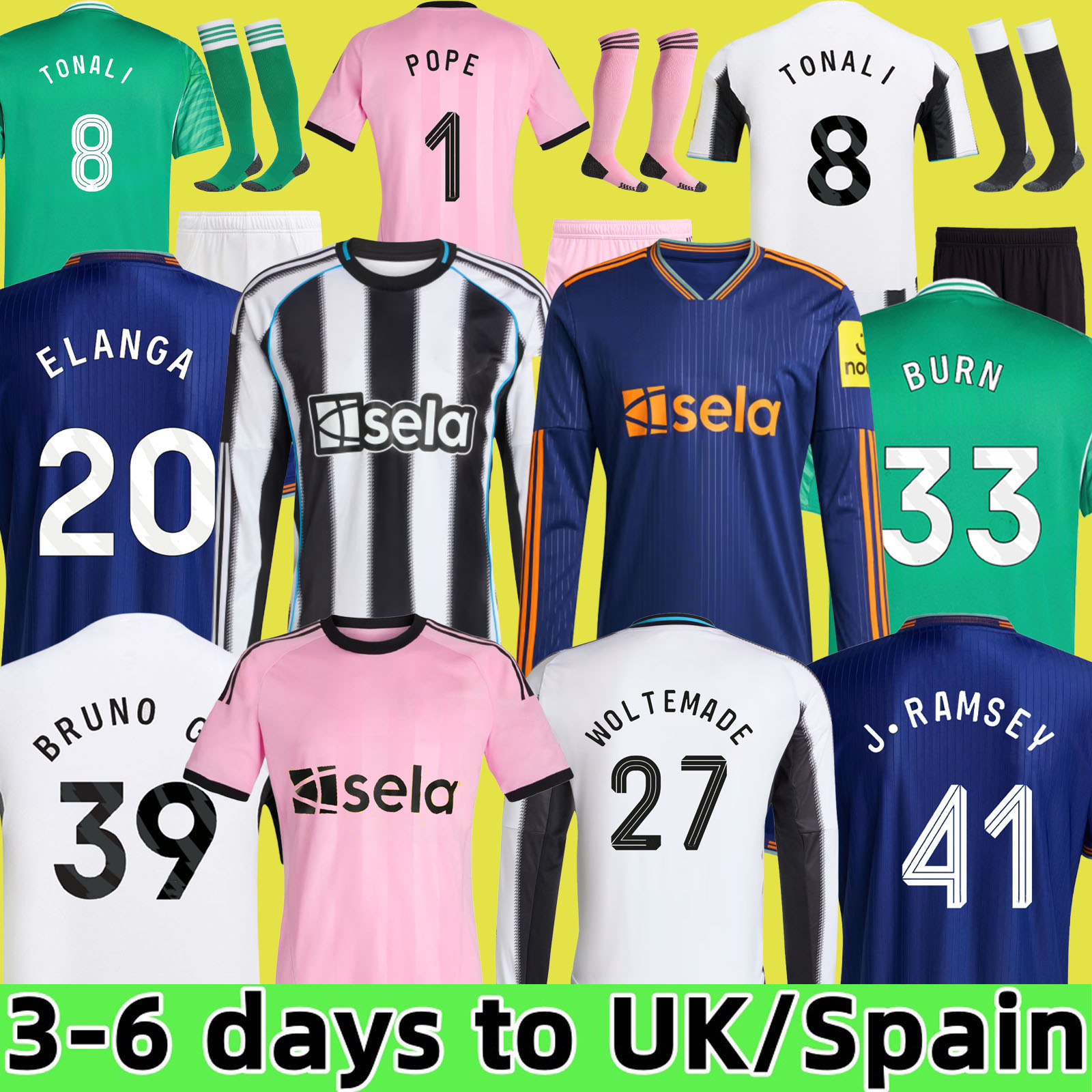 24 25 26 TONALI soccer jerseys BLACK Kids ELANGA 9 2025 BARNES BRUNO G. Gordon ISAK Football Shirt Home Away Botman fans Woltemade TRAINING PRE MATCH THIAW 888