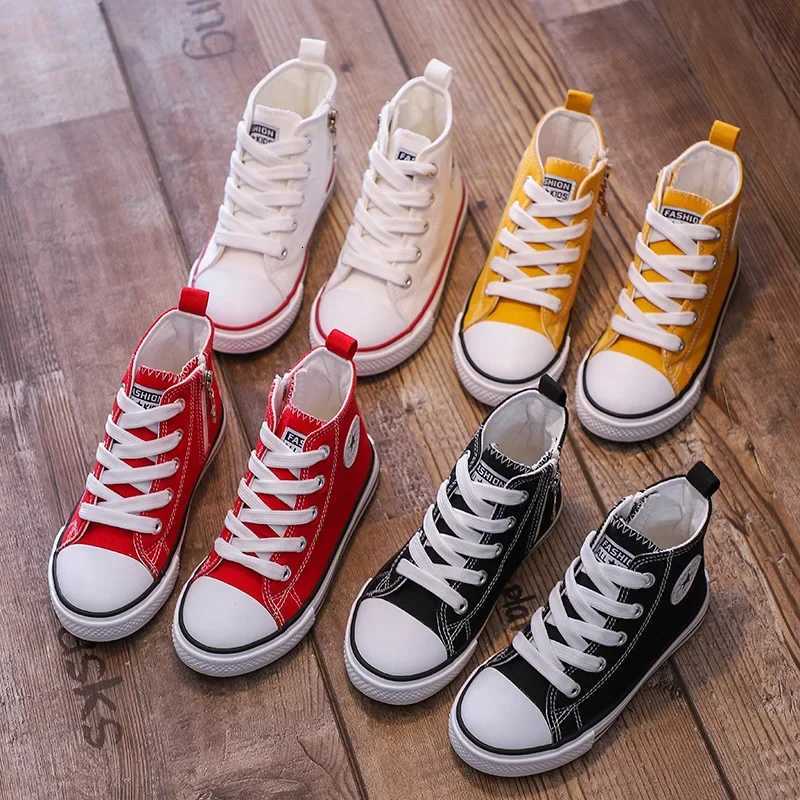Childrens High Top Canvas Shoes Spring Autumn Casual Sle for Boys And Girls Baby White Sneakers Cfortable Fabric Footwear Y250916 XJ260303
